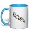 Mug with a colored handle Chinese Dragon sky-blue фото