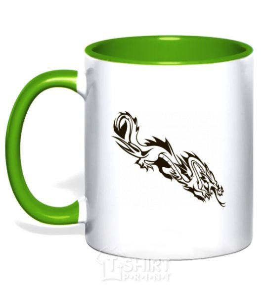 Mug with a colored handle Chinese Dragon kelly-green фото