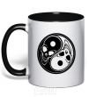 Mug with a colored handle Yin Yang black фото