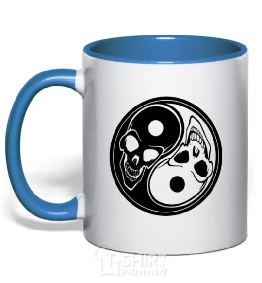 Mug with a colored handle Yin Yang royal-blue фото