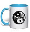 Mug with a colored handle Yin Yang sky-blue фото