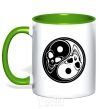 Mug with a colored handle Yin Yang kelly-green фото