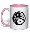 Mug with a colored handle Yin Yang light-pink фото