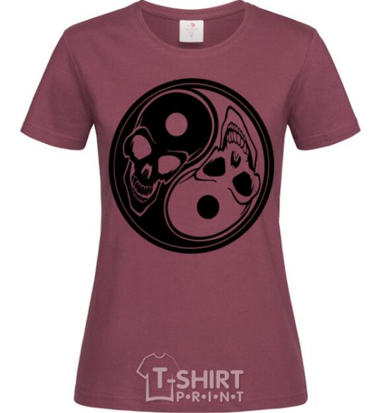 Women's T-shirt Yin Yang burgundy фото