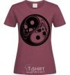 Women's T-shirt Yin Yang burgundy фото