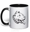 Mug with a colored handle Pit bull black фото