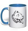 Mug with a colored handle Pit bull royal-blue фото