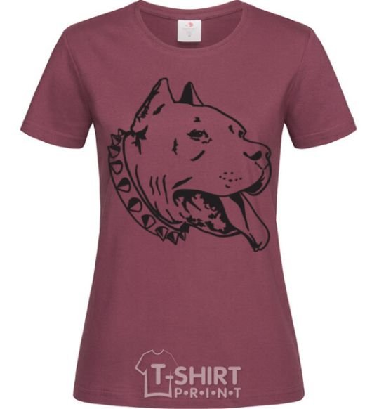 Women's T-shirt Pit bull burgundy фото