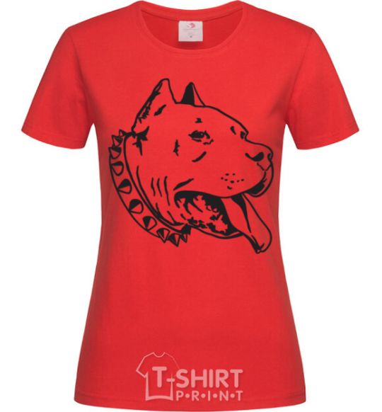 Women's T-shirt Pit bull red фото