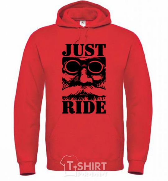 Men`s hoodie Just ride bright-red фото