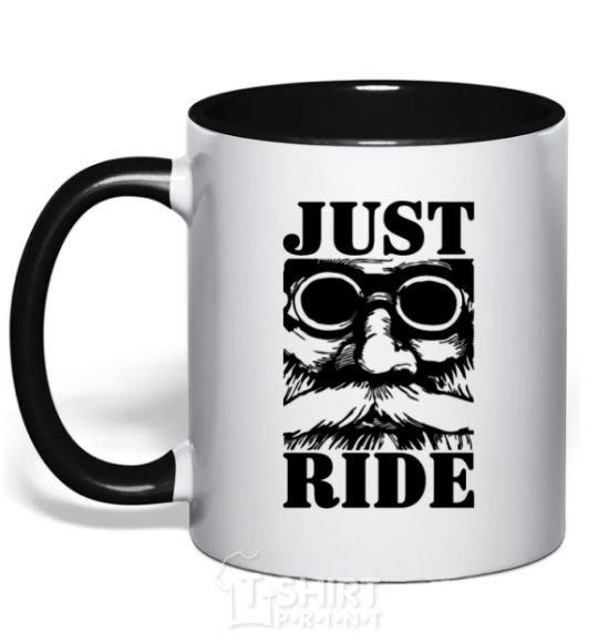 Mug with a colored handle Just ride black фото