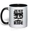 Mug with a colored handle Just ride black фото