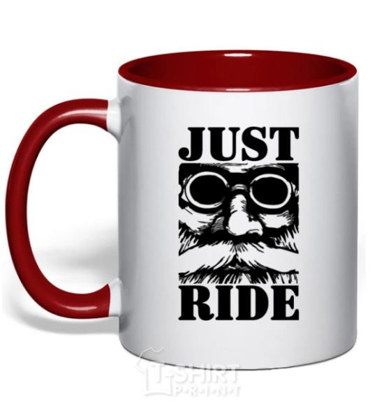 Mug with a colored handle Just ride red фото