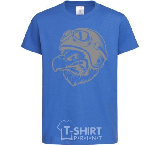 Kids T-shirt Eagle in a helmet royal-blue фото