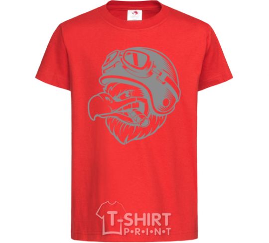 Kids T-shirt Eagle in a helmet red фото