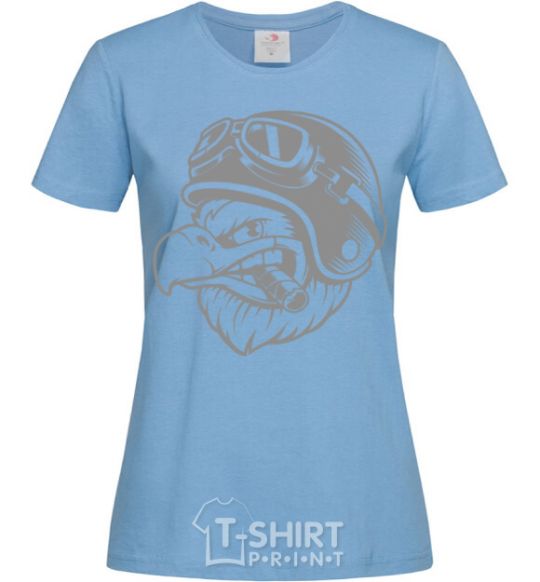 Women's T-shirt Eagle in a helmet sky-blue фото
