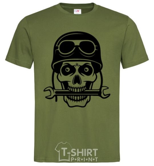 Men's T-Shirt Skull in helmet millennial-khaki фото