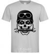 Men's T-Shirt Skull in helmet grey фото