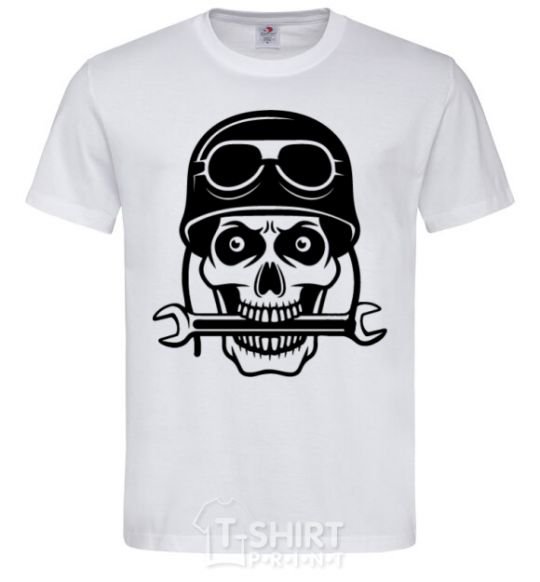 Men's T-Shirt Skull in helmet White фото
