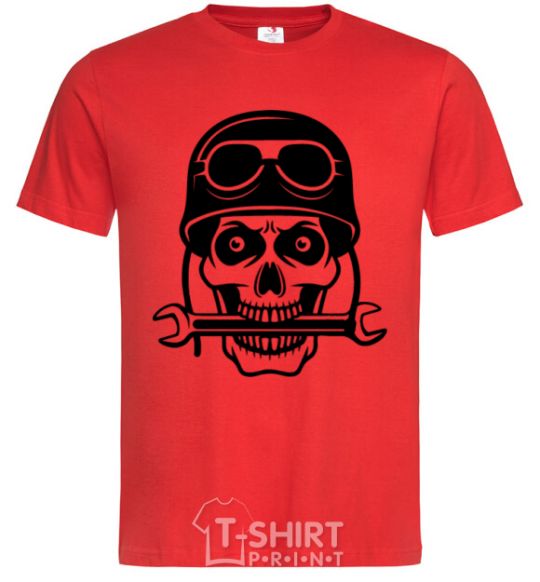 Men's T-Shirt Skull in helmet red фото