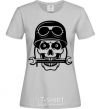 Women's T-shirt Skull in helmet grey фото