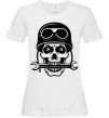 Women's T-shirt Skull in helmet White фото