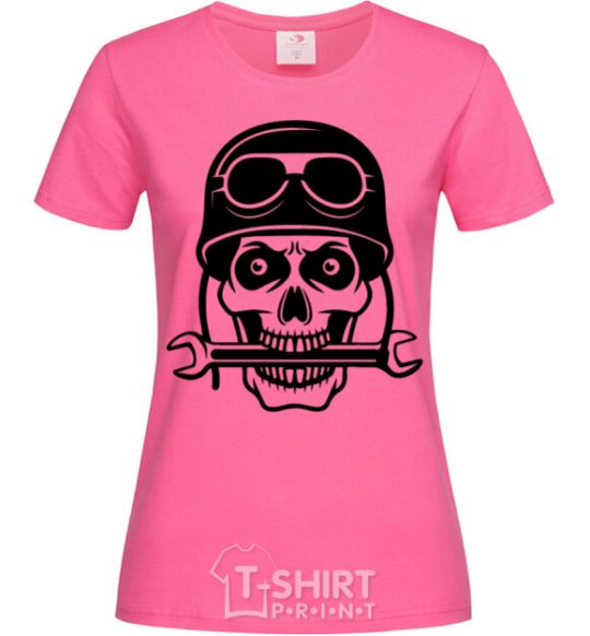 Women's T-shirt Skull in helmet heliconia фото