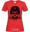 Women's T-shirt Skull in helmet red фото