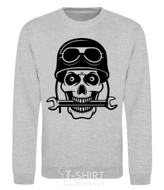 Sweatshirt Skull in helmet sport-grey фото