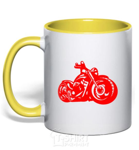 Mug with a colored handle Motorbike yellow фото