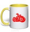 Mug with a colored handle Motorbike yellow фото