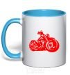 Mug with a colored handle Motorbike sky-blue фото