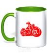 Mug with a colored handle Motorbike kelly-green фото