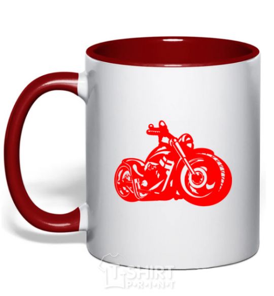 Mug with a colored handle Motorbike red фото