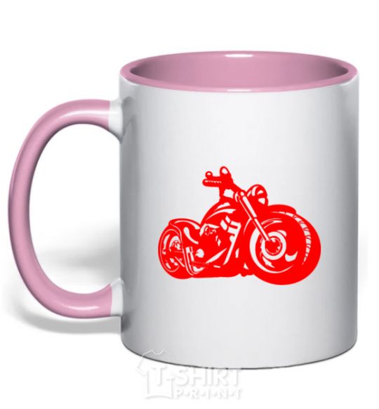 Mug with a colored handle Motorbike light-pink фото