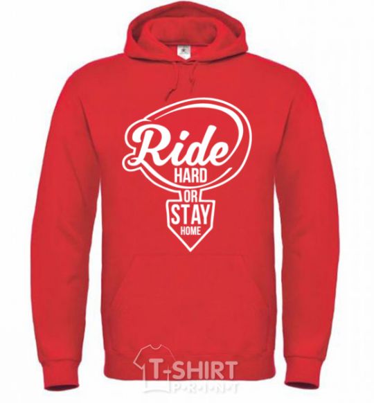 Men`s hoodie Ride hard or stay home bright-red фото