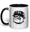 Mug with a colored handle Bulldog biker black фото