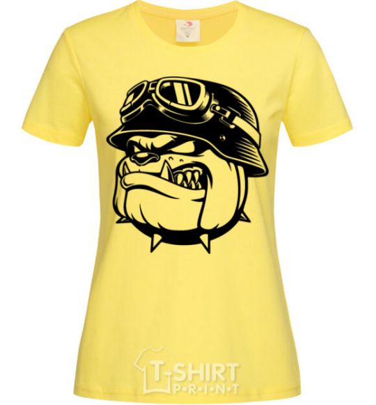 Women's T-shirt Bulldog biker cornsilk фото