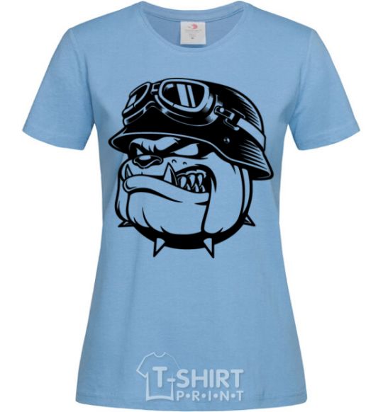 Women's T-shirt Bulldog biker sky-blue фото