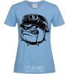 Women's T-shirt Bulldog biker sky-blue фото