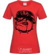Women's T-shirt Bulldog biker red фото