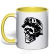 Mug with a colored handle Motorcycle rider yellow фото