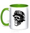 Mug with a colored handle Motorcycle rider kelly-green фото