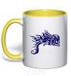 Mug with a colored handle Motor skull yellow фото