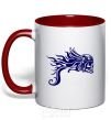 Mug with a colored handle Motor skull red фото