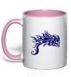 Mug with a colored handle Motor skull light-pink фото