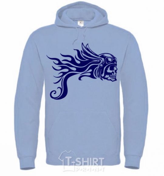 Men`s hoodie Motor skull sky-blue фото