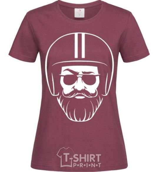 Women's T-shirt Biker hipster burgundy фото