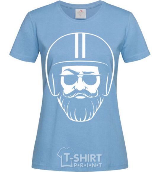 Women's T-shirt Biker hipster sky-blue фото