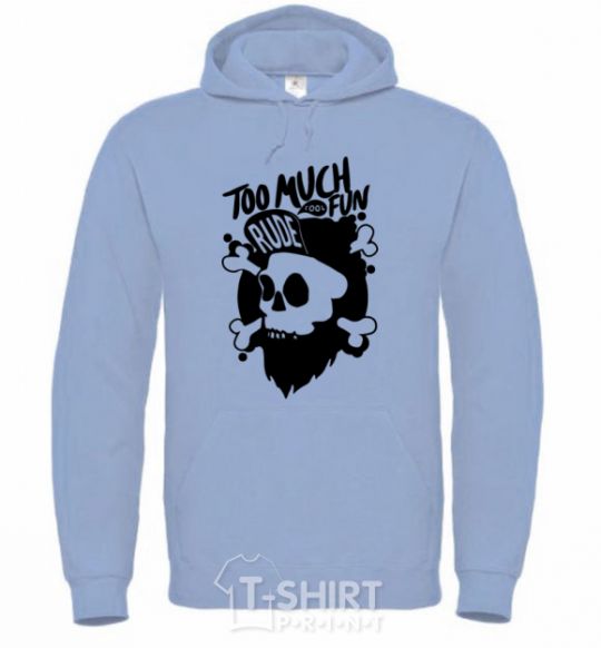 Men`s hoodie Bearded skull sky-blue фото